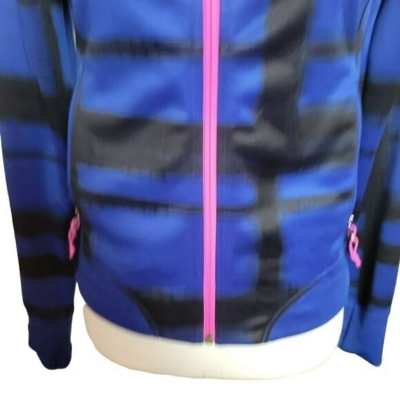 The North Face Blue and Black Full Zip Striped Hoodie in Small Petite - Picture 3 of 9